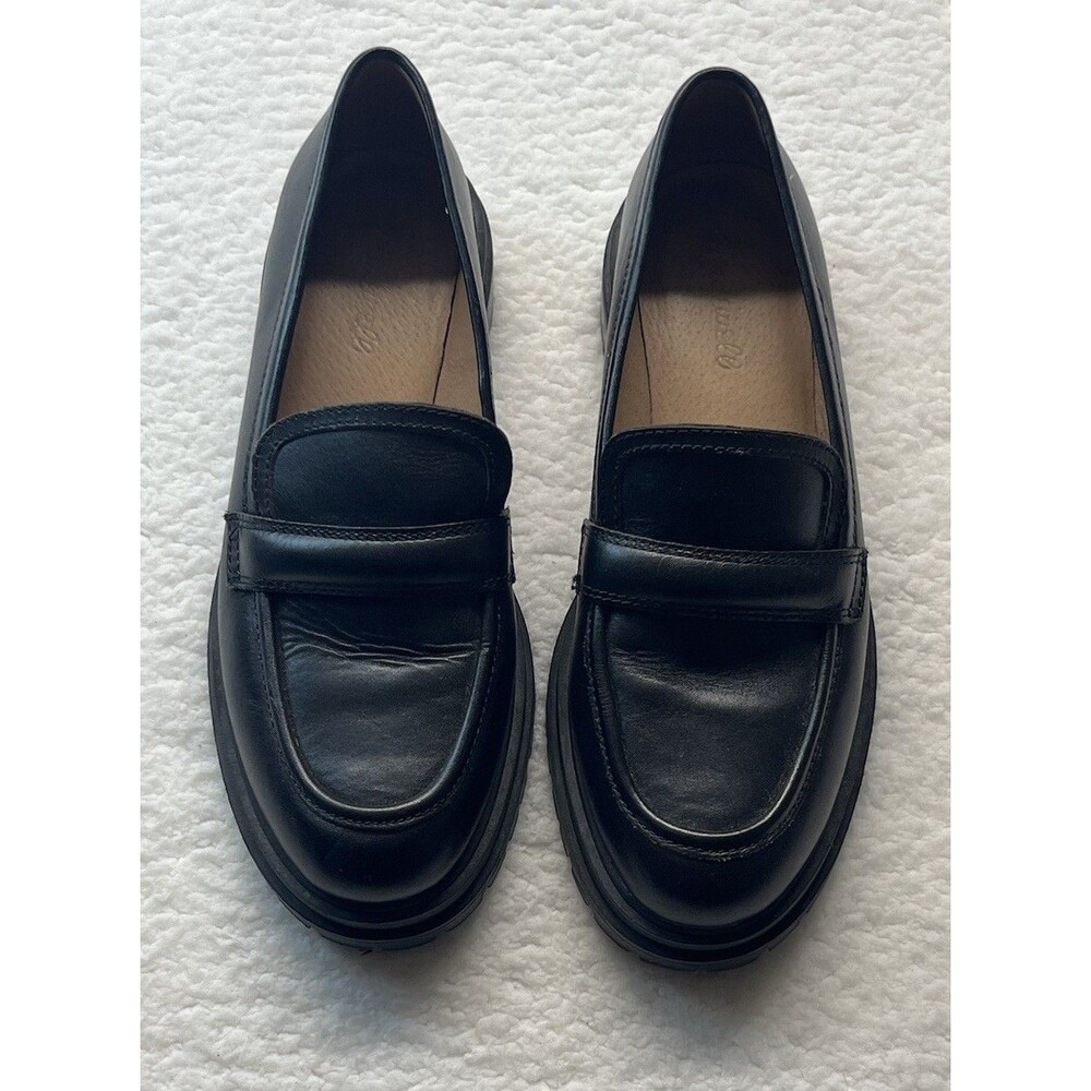 Madewell Shoes Womens 8.5 Black The Bradley Lugsole Loafer Leather Chunky NG674